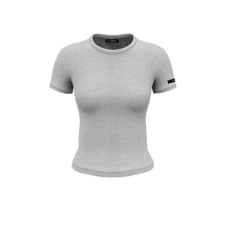 Short Sleeve Ribbed Top - Storm (Gray)