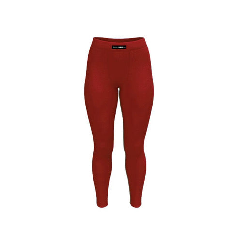 Cotton Ribbed Leggings- Ruby (Red)