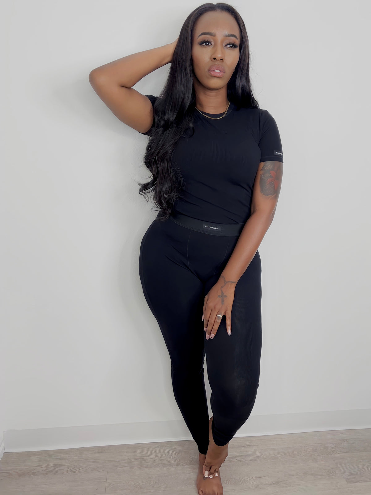 Short Sleeve Ribbed Top - Noir (Black)